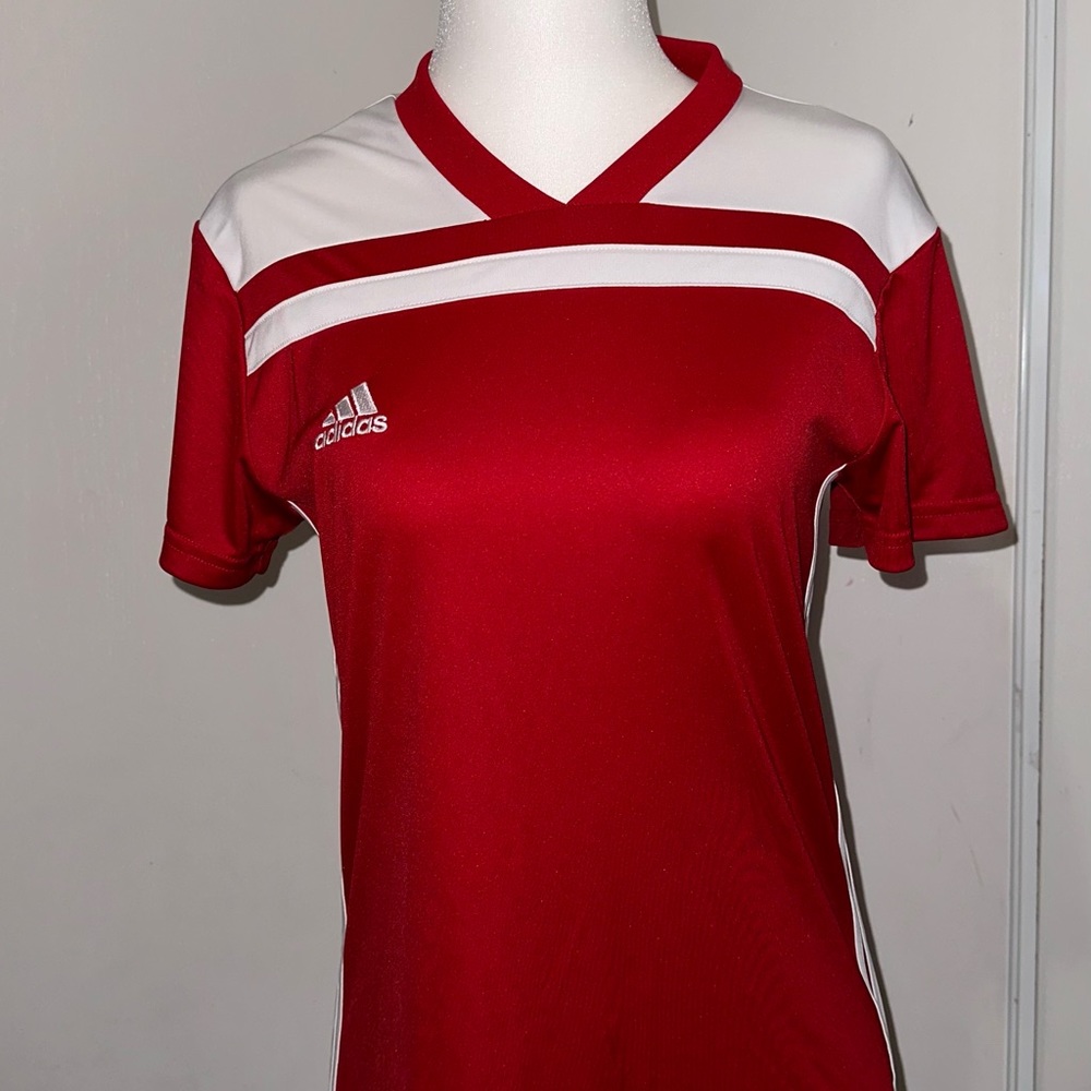 Adidas red and white climate shirt
